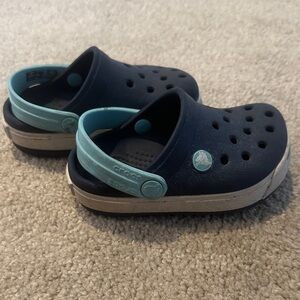 CROCS Kids Navy and Light Blue Clogs